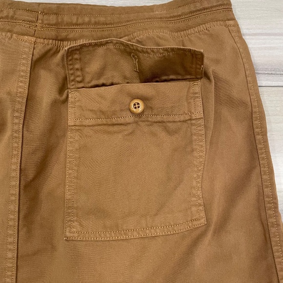 GAP Khakis Deep Camel Mini Skirt Size Large Drawstring Waist Front Back Pockets - Picture 4 of 12
